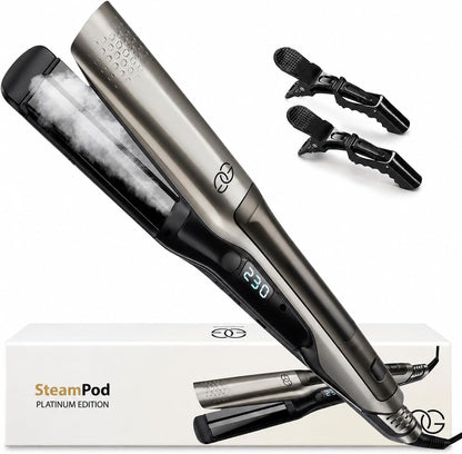 Golden Goods Steampod Glätteisen Locken Lockenstab und Glätteisen 2-in-1 42mm