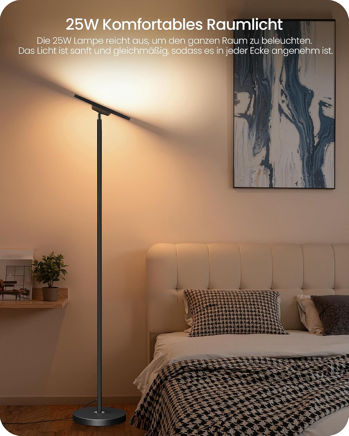 Goebleson RGB Stehlampe mit APP- und Sprachsteuerung, Komp. mit Alexa Dimmbare WLAN Standleuchte Schwarz