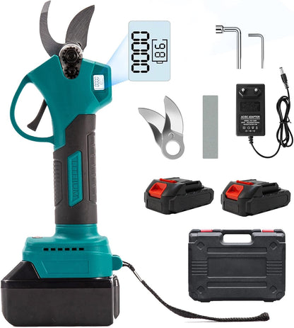 Kabellose elektrische Gartenschere mit 2 x 2000 mAh (21 V) Akkus, Schnittdurchmesser max.30 mm
