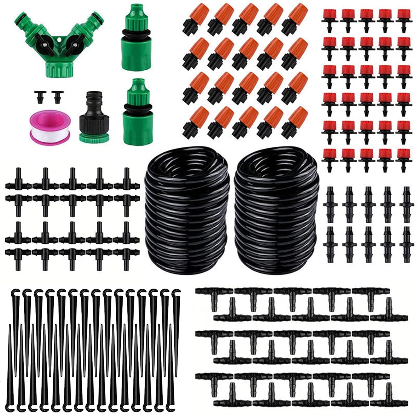 149 PCS Garten Bewässerungssystem, 30m Garten Micro Drip Bewässerung Automatik Bewässerung Kit Schlauch Tröpfchenbewässerung DIY Gartenbewässerung für Landschaft,Flower Bed und Terrasse Pflanzen