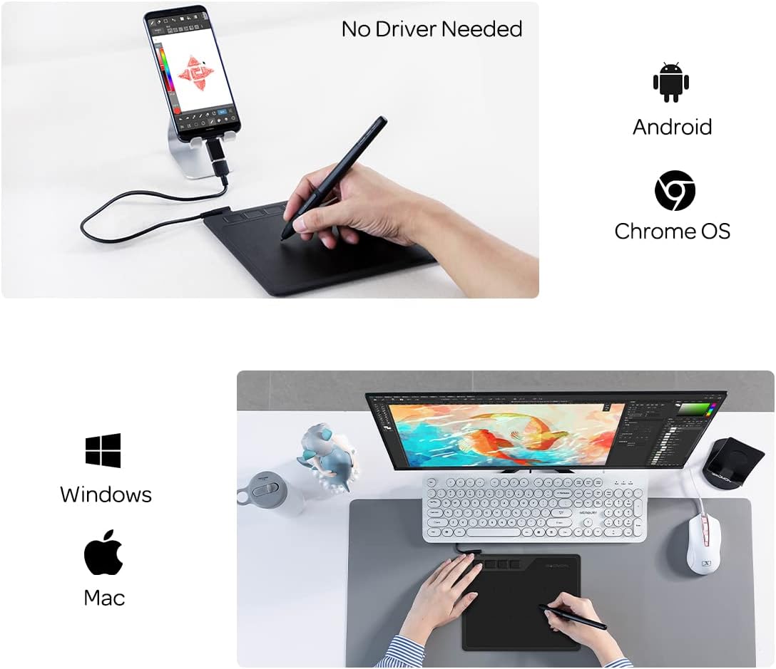 Tablette tactile GAOMON S620 avec 4 touches et stylet, adaptée au travail et à l'apprentissage à distance, idéale pour OSU !