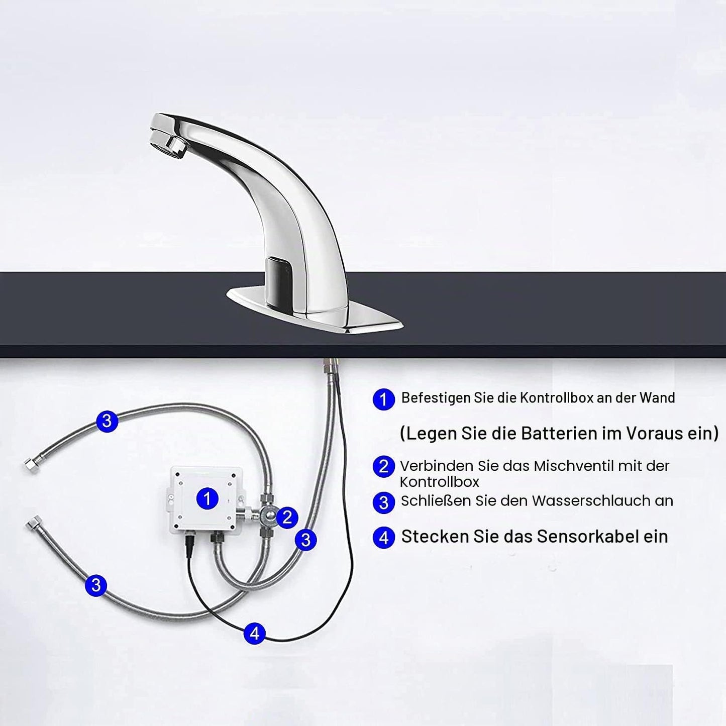 Gangang Bad Wasserhahn mit Sensor Infrarot Berührungsloser Waschtischarmatur