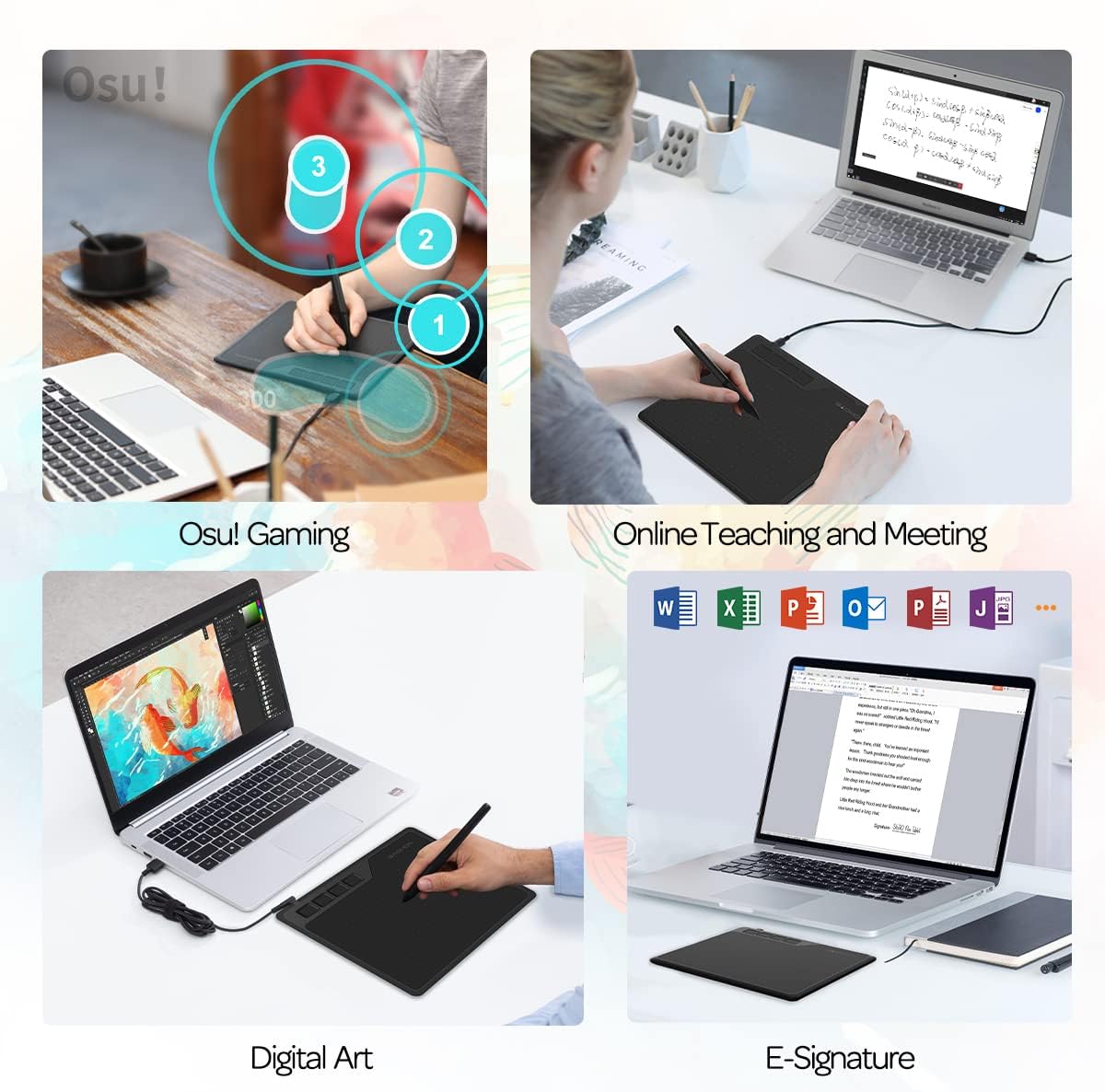 Tablette tactile GAOMON S620 avec 4 touches et stylet, adaptée au travail et à l'apprentissage à distance, idéale pour OSU !