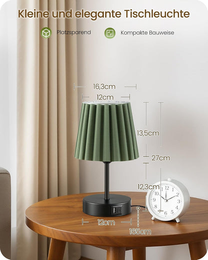 Goebleson Nachttischlampen 2er Set Touch Dimmbar mit USB Ladefunktion Grün