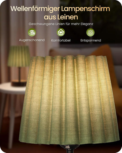 Goebleson Nachttischlampen 2er Set Touch Dimmbar mit USB Ladefunktion Grün