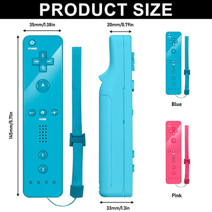 2 x Wii-Fernbedienung, Gamecontroller Remote Bewegungssensor  Gamepad Controller(Rot+Blau)