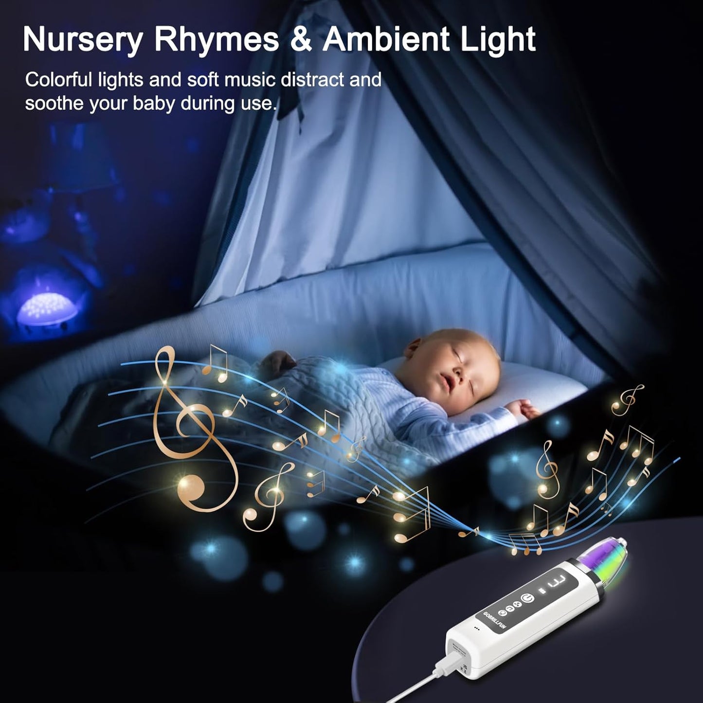 Nasensauger Baby Elektrisch mit Musik und Lichtern für Kleinkinder und Neugeborene