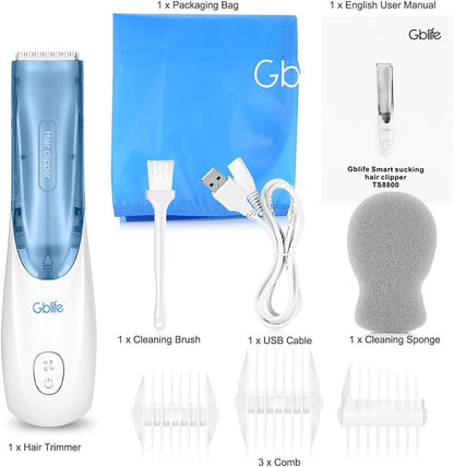 Gblife Kinder Haarschneider Elektronischer Haarschneidemaschine Kit mit Großem Haar-Aufbewahrungsbox automatischer Erfassung Haarschneider Funktion Safe Ceramic Blade für Kleiner Kinder
