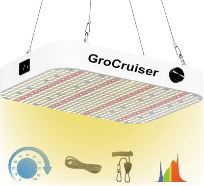GroCruiser Pflanzenlampe 600W LED Grow Lampe mit Dimmfunktion,UV & IR Vollspektrum