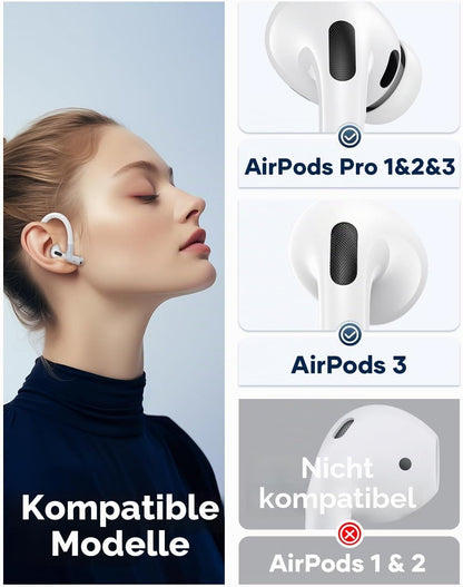 Gcioii Memory Titanium-Legierung Ohrhaken für AirPods Pro 3/2 mit Anti-Verlust-Band Weiß