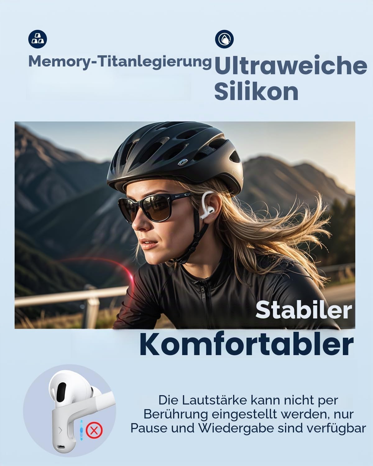 Gcioii Memory Titanium-Legierung Ohrhaken für AirPods Pro 3/2 mit Anti-Verlust-Band Weiß