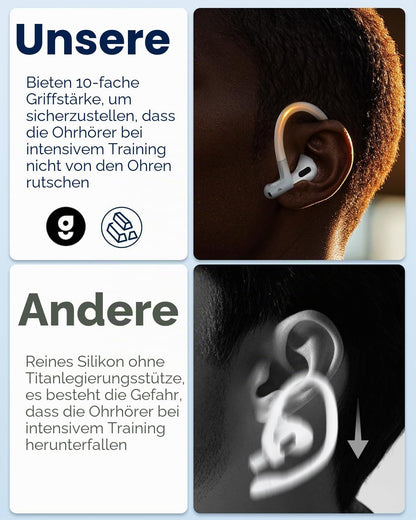 Gcioii Memory Titanium-Legierung Ohrhaken für AirPods Pro 3/2 mit Anti-Verlust-Band Weiß