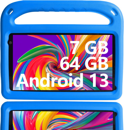 GOODTEL 7 Zoll Android Tablet, Android System mit 7 GB + 64 GB Speicher Bluetooth, Blau