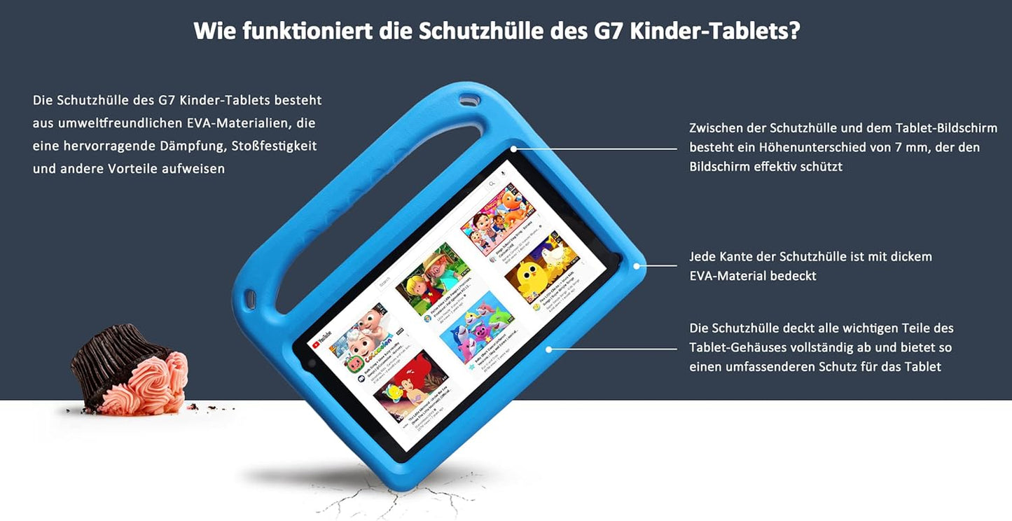 GOODTEL 7 Zoll Android Tablet, Android System mit 7 GB + 64 GB Speicher Bluetooth, Blau