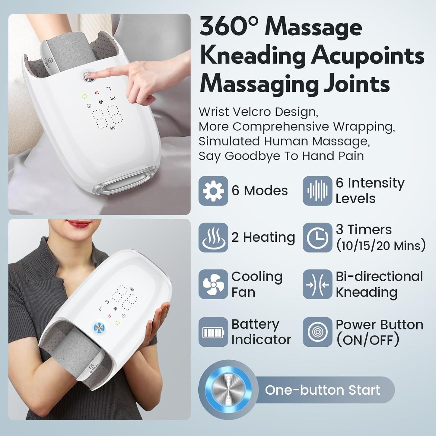 Handmassagegeräte Elektrische, Kabelloses mit Wärmefunktion,(Weiß)