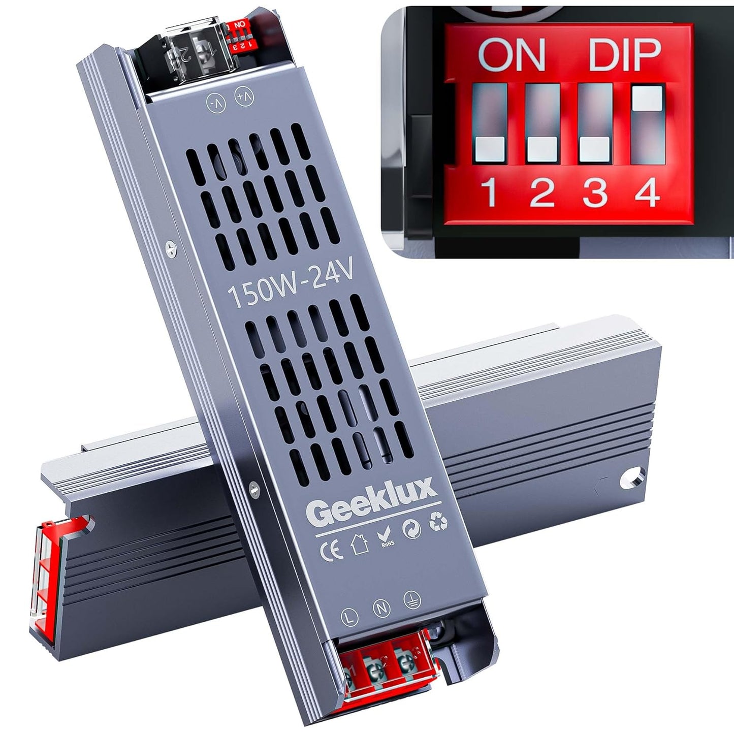 4 X GEEKLUX LED Netzteil Trafo 24v dimmbar 150W, Led Transformator 220 230 Volt  AC auf 24 Volt DC