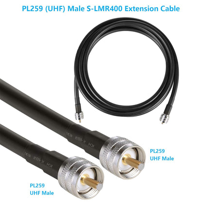 GEMEK 5m PL259 bis PL259 S-LMR400 Verlustarmes Koax Verlängerungskabel, UHF M/M Jumper für CB-Funk, Antennen Analysator, WiFi, SWR-Meter, Amateurfunk, Kurzwellenfunk - HF, VHF, UHF (50 Ohm)