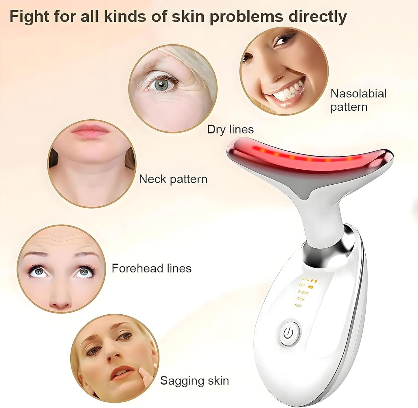 Gesichts- und Nackenmassagegerät 7-in-1, LED-Gesichtsbildhauer,