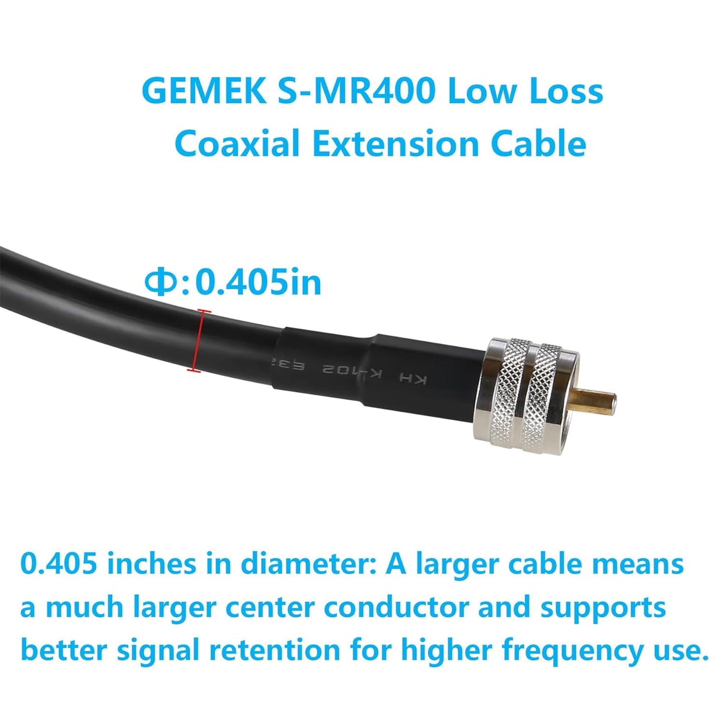 GEMEK 5m PL259 bis PL259 S-LMR400 Verlustarmes Koax Verlängerungskabel, UHF M/M Jumper für CB-Funk, Antennen Analysator, WiFi, SWR-Meter, Amateurfunk, Kurzwellenfunk - HF, VHF, UHF (50 Ohm)