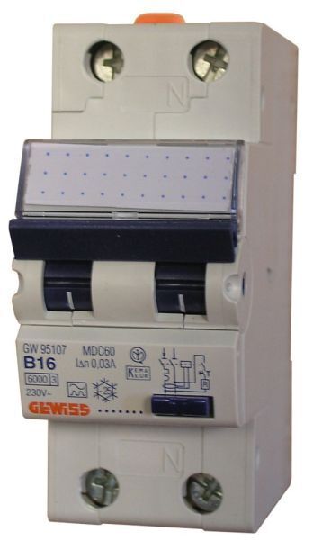 Gewiss FI/LS  Fehlerstrom-Schutzschalter B 16 A, 0,03 A  2-polig (1P+N) 30mA Verteilersicherungen