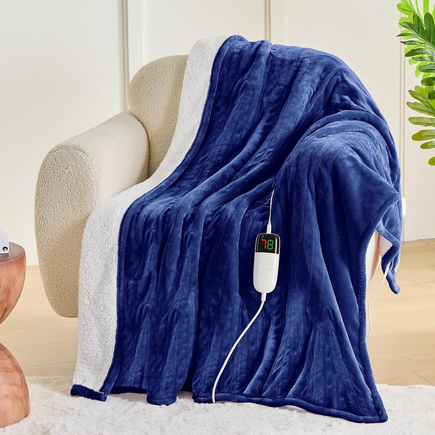 Greenoak Heizdecke, elektrisch, Doppelbett, 135 x 200 cm marineblau