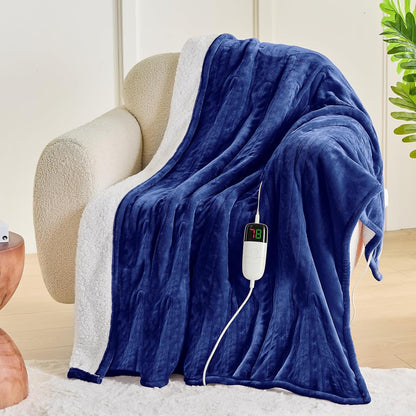Greenoak Heizdecke, elektrisch, Doppelbett, 135 x 200 cm marineblau