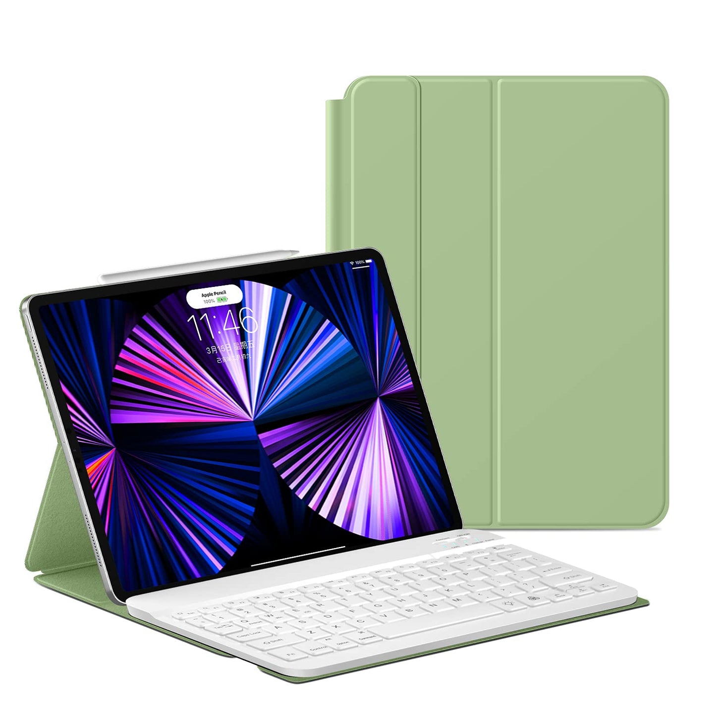 GUDOU iPad Pro 11 Zoll Case Hülle 2021/2020, abnehmbare Hülle mit Kabelauslöser und BT-Case, dünne, schlanke Smart-Folio-Hülle (Matcha)