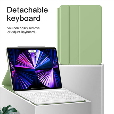 Étui GUDOU pour iPad Pro 11 pouces (2021/2020), housse amovible avec câble de déverrouillage et étui Bluetooth, étui Smart Folio fin et fin (Matcha)