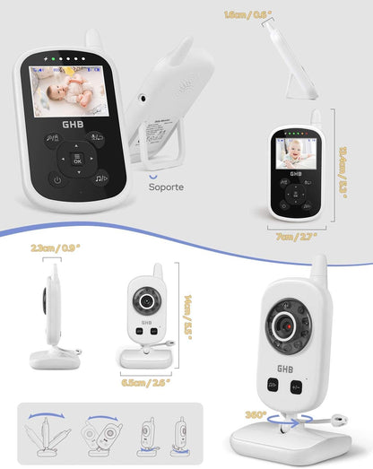 GHB Baby Monitor Babyphone mit LCD Bildschirm Schwarz Nur Audio