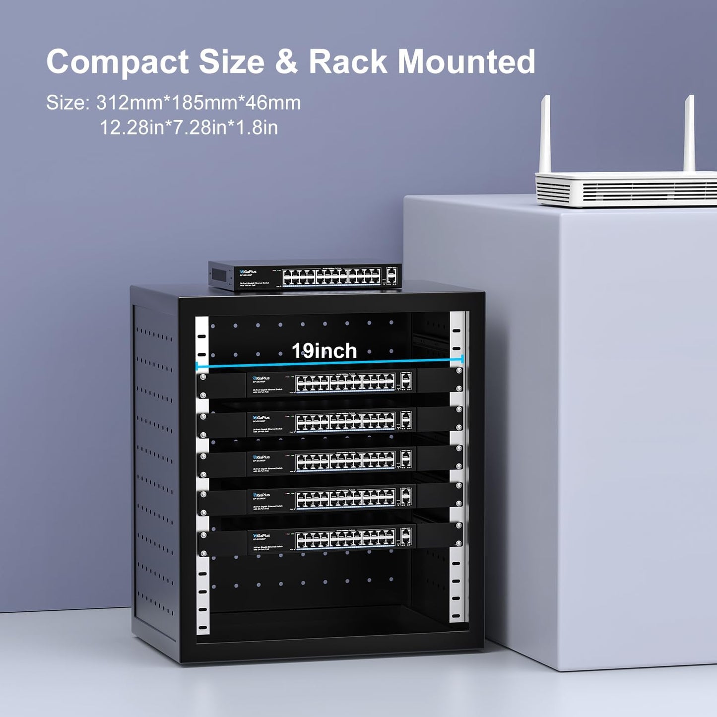 Gigaplus 26 Port Gigabit PoE Switch with 24 Port PoE+ 1000Mbps,2x1000Mbps Uplink,
