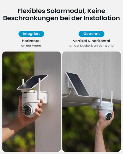 2 X ieGeek 2K Überwachungskamera Aussen Solar: 360° PTZ Kamera Überwachung Aussen