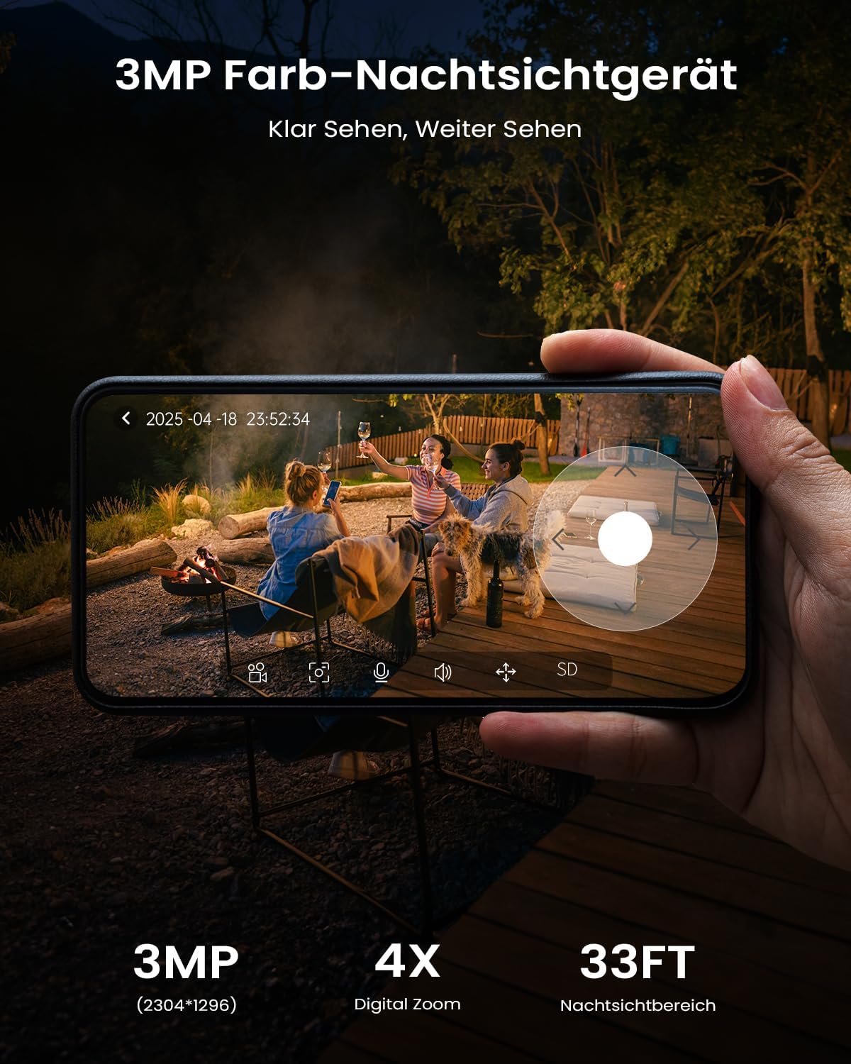 2 X ieGeek 2K Überwachungskamera Aussen Solar: 360° PTZ Kamera Überwachung Aussen
