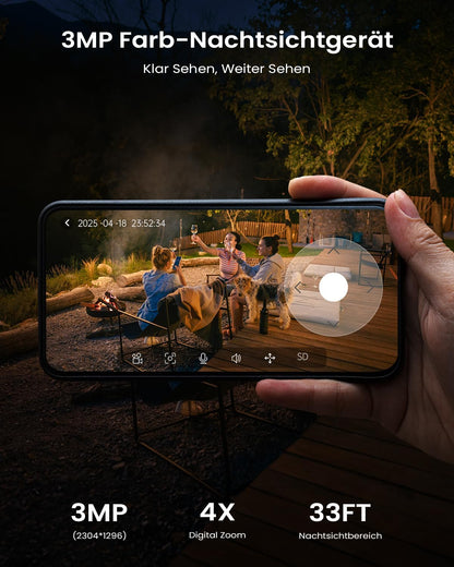 2 X ieGeek 2K Überwachungskamera Aussen Solar: 360° PTZ Kamera Überwachung Aussen