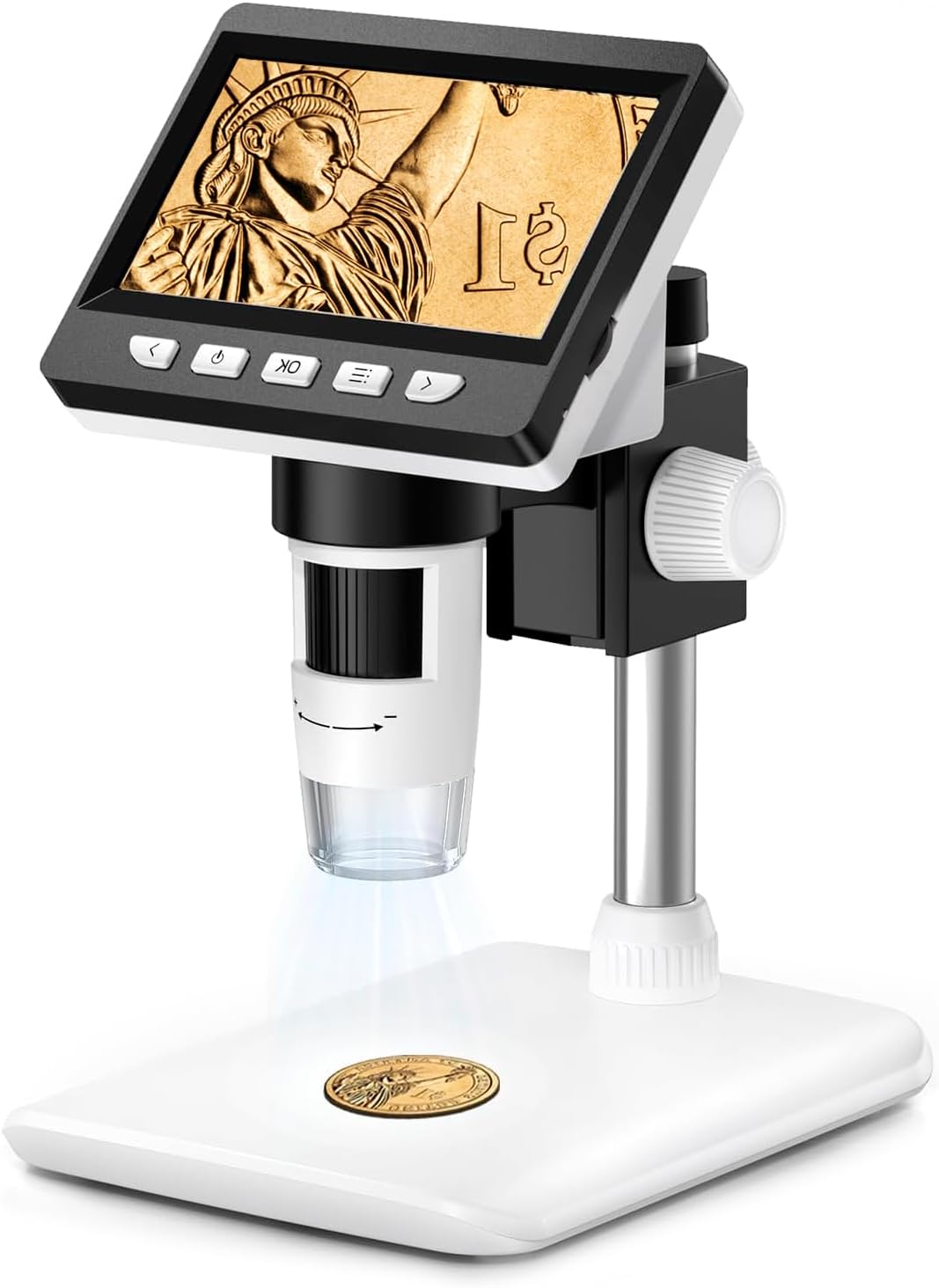 GlobalCrown Mikroskop digital 4,3 Zoll 1000X facher Vergrößerung und 8 verstellbaren LED-Lichtern
