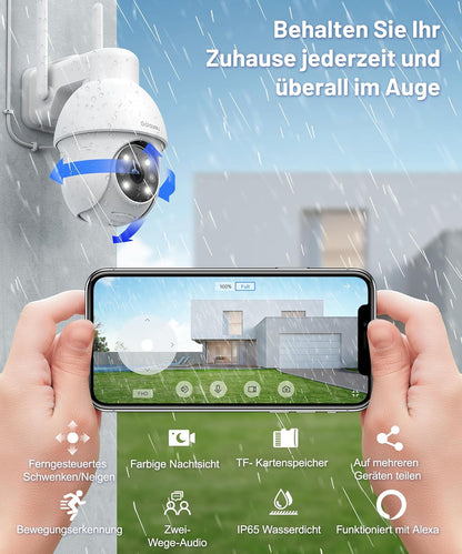 GALAYOU 2K Überwachungskamera(2 stück)  Aussen, 360° PTZ WLAN IP Kamera Farbnachtsicht 2-Wege