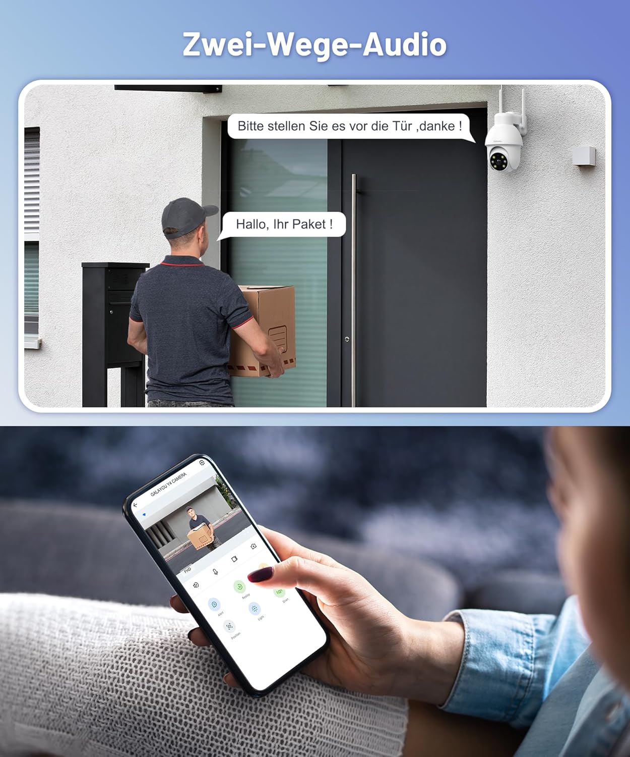 GALAYOU 2K Überwachungskamera(2 stück)  Aussen, 360° PTZ WLAN IP Kamera Farbnachtsicht 2-Wege
