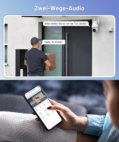 GALAYOU 2K PTZ WLAN-Überwachungskamera  kabellose 360° IP-Kamera (2 Stück) Weiß