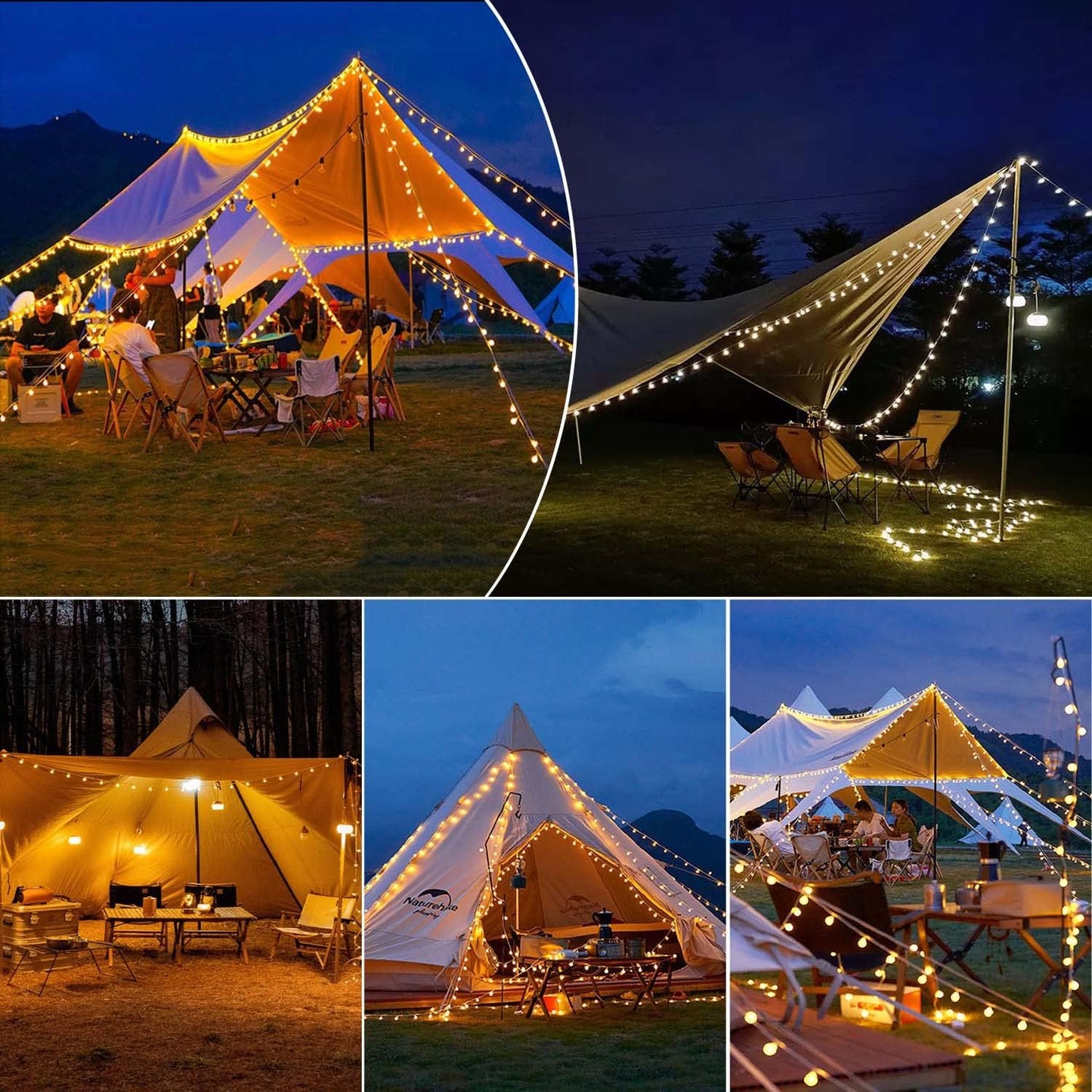 Guirlande de briquets Kugel, 10 m, 100 LED, 8 modes, variateur d'intensité, minuterie, pour l'extérieur