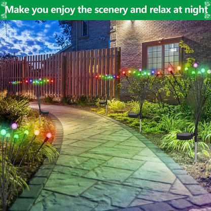 Glovios Firefly Solar Gartenfeuerzeug 10 LED, 4 Stück Solarlampen für den Garten im Freien, schwingende Glühwürmchen Solarleuchten, wasserdicht, (RGB)