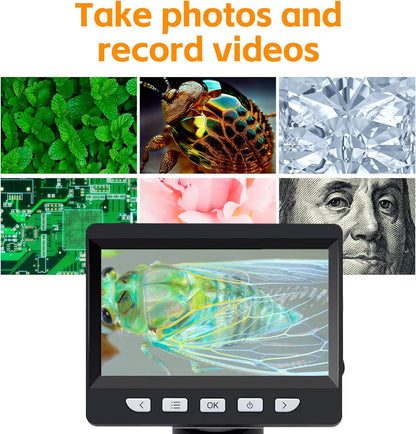 GlobalCrown Mikroskop digital 4,3 Zoll 1000X facher Vergrößerung und 8 verstellbaren LED-Lichtern
