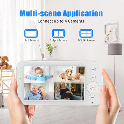 Gleeso Babyphone, 5 Zoll HD 1280 x 720 IPS-Display, Video-Babyphone mit Kamera und Audio