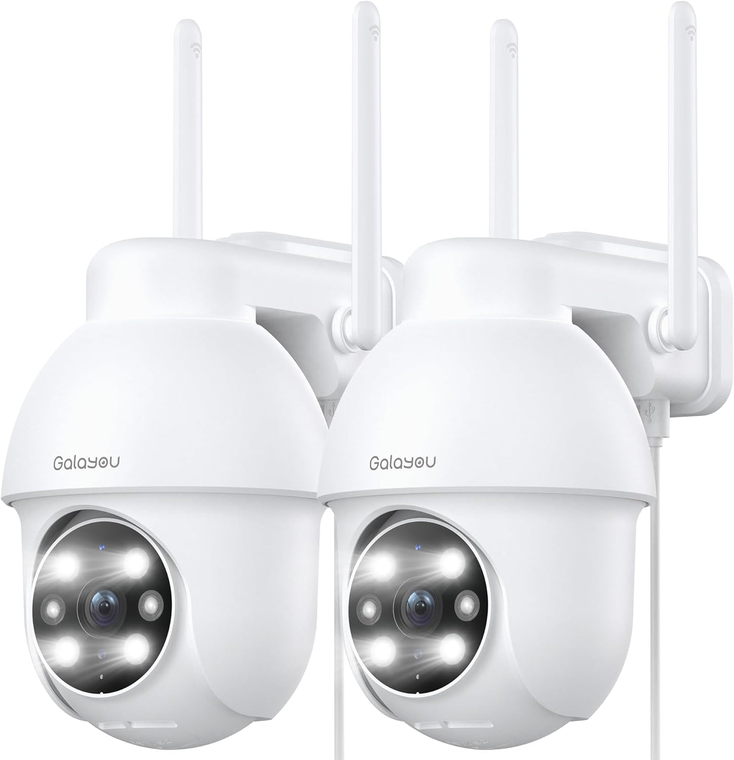 GALAYOU 2K Überwachungskamera(2 stück)  Aussen, 360° PTZ WLAN IP Kamera Farbnachtsicht 2-Wege