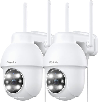 GALAYOU 2K Überwachungskamera(2 stück)  Aussen, 360° PTZ WLAN IP Kamera Farbnachtsicht 2-Wege