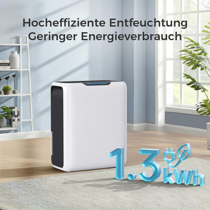 Luftentfeuchter 3L, Elektrisch für 20㎡,Dual Peltier,30dB,24H Timer