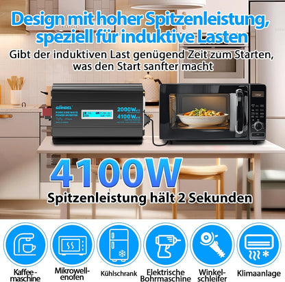 GIANDEL 2000W Wechselrichter 12V auf 230V Reiner Sinus Spannungswandler 