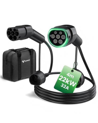 GONEO Typ 2 Ladekabel 22kW 4M, 3-Phasig 32A Mode 3 Schnellladekabel,IP54
