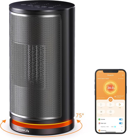 GoveeLife Intelligenter Keramik-Heizlüfter,mit Thermostat, 75°-Oszillation, App- und Sprachsteuerung,