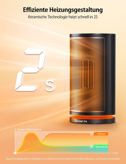 GoveeLife Intelligenter Keramik-Heizlüfter,mit Thermostat, 75°-Oszillation, App- und Sprachsteuerung,