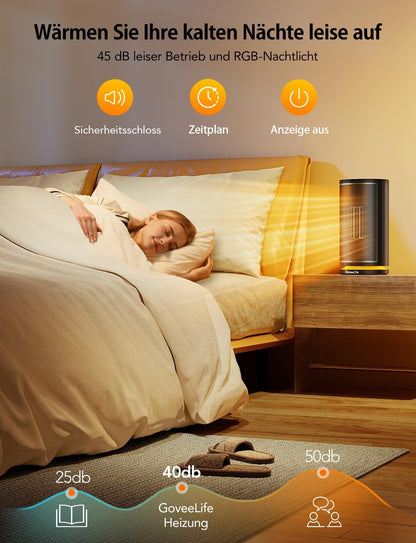 GoveeLife Intelligenter Keramik-Heizlüfter,mit Thermostat, 75°-Oszillation, App- und Sprachsteuerung,