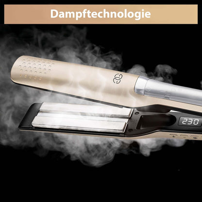 Golden Goods Glätteisen 2-in-1 Professionnel Steam,Dampfglätter, Hair Straightener,Champagner